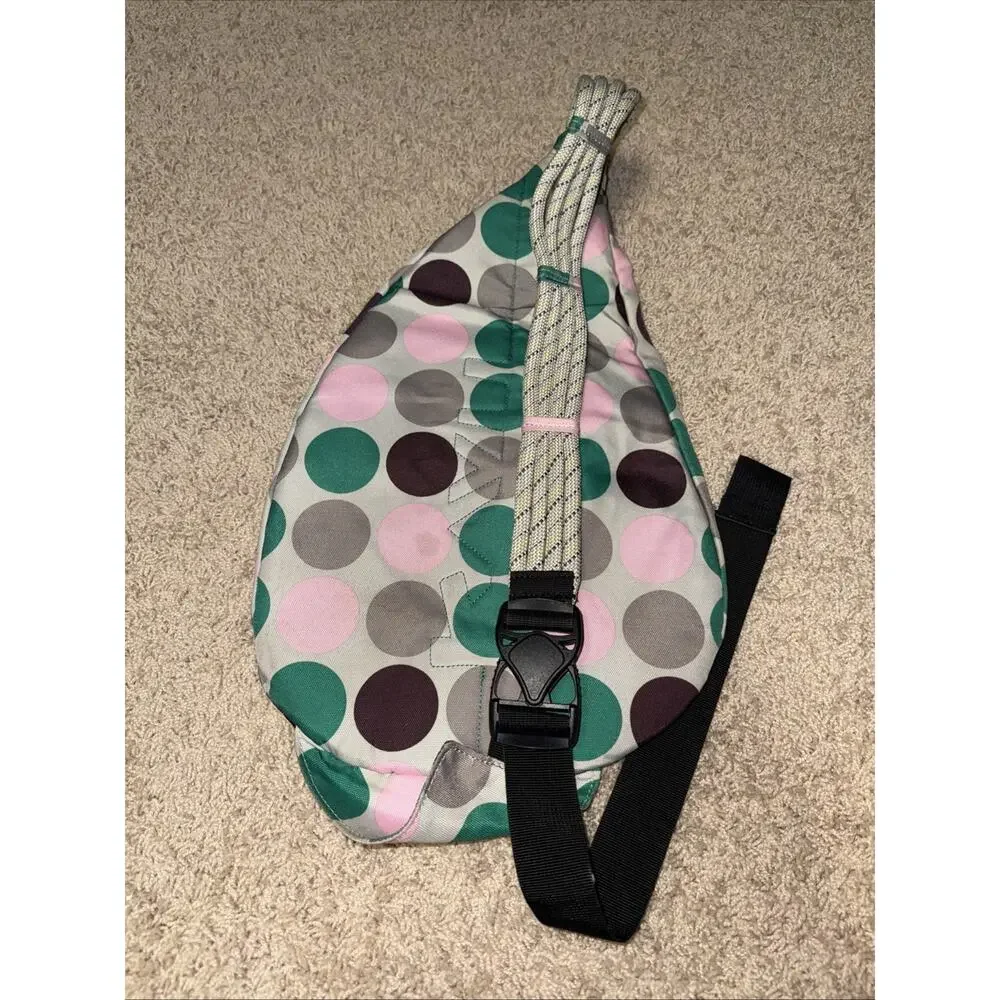 KAVU Rope Bag Sling Backpack Polka Dot Green Pink Grey Crossbody